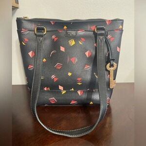 Fossil Black Gift‎ Print Geometric Colorful Triangle Shooting Star Purse